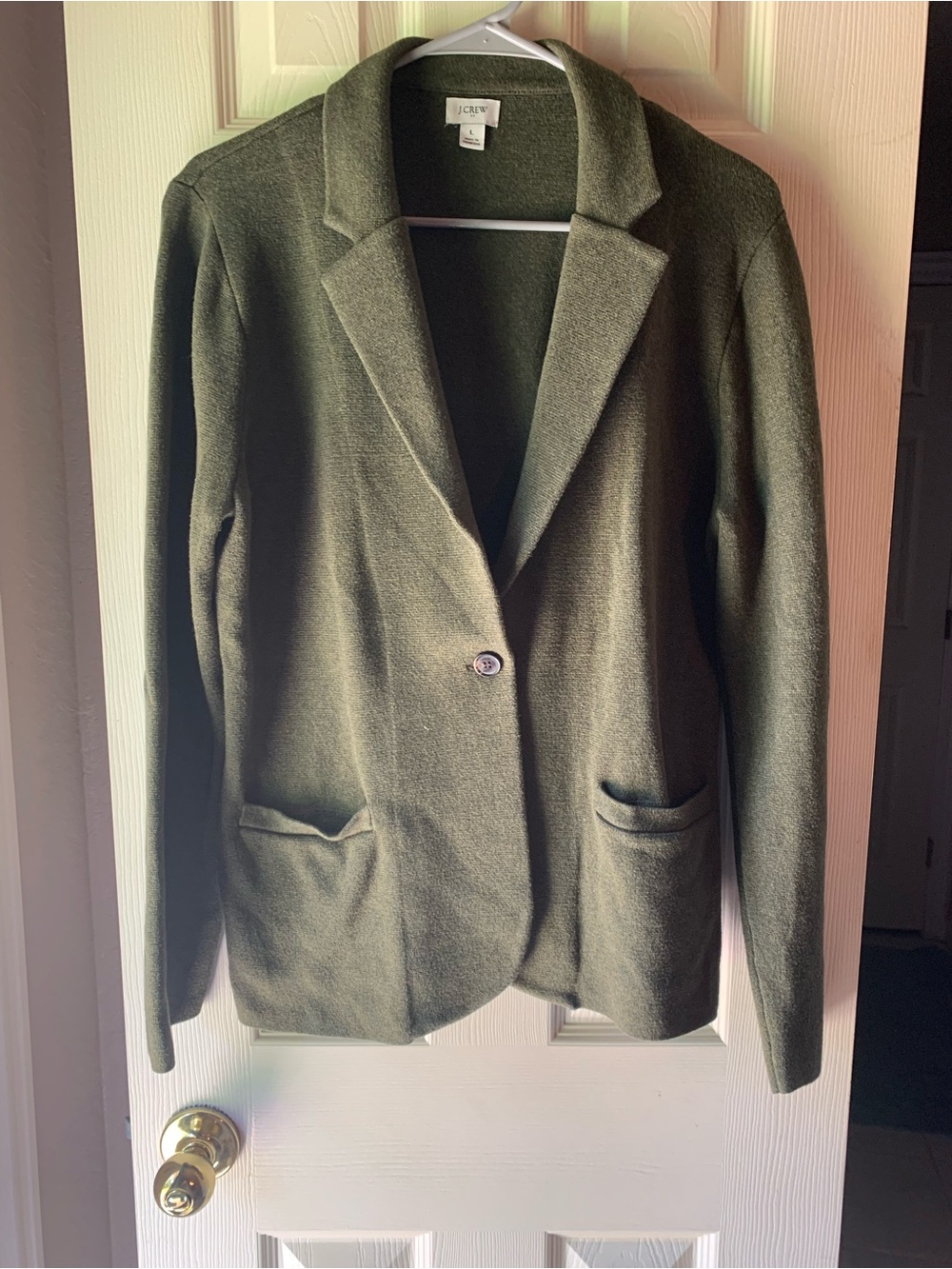 J Crew Olive Professional/Casual 100% Cotton Blazer Size L